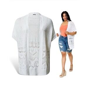 White Open-Front Knit Sweater